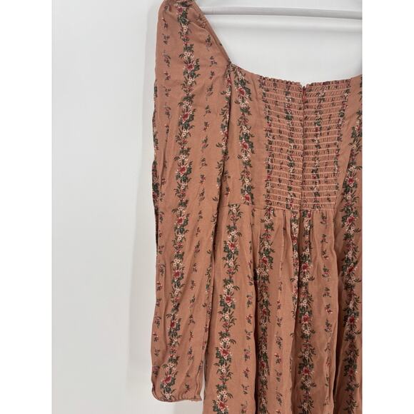 NWT Reformation Sigmund Dress 0 Floral Boudoir Midi Slit Long Sleeves Smocked - Picture 15 of 16